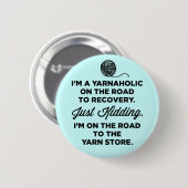 Funny Yarnaholic Button (Voorkant /achterkant)