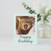 Funny Yawning Cat en Schattige Happy Birthday Briefkaart (Staand voorkant)