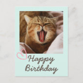 Funny Yawning Cat en Schattige Happy Birthday Briefkaart (Voorkant)