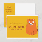 Funny Yellow and Oranje Cat Briefkaart (Voorkant / Achterkant)