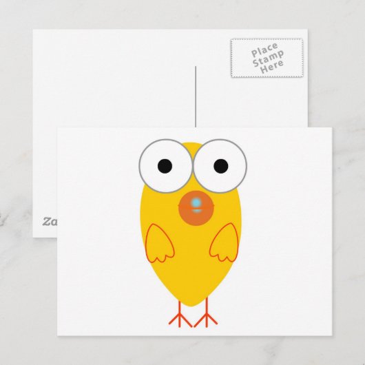 Funny Yellow Bird Briefkaart (Voorkant / Achterkant)