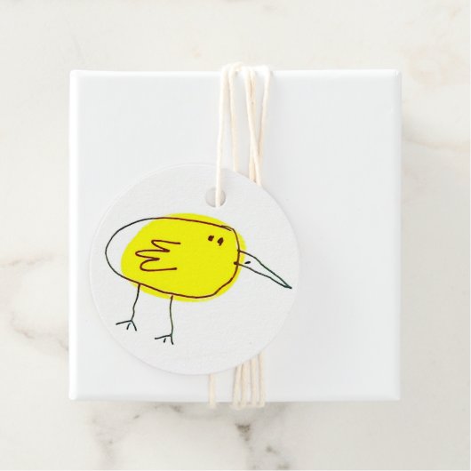 Funny Yellow Bird Doodle Bedankjes Labels (In situ)