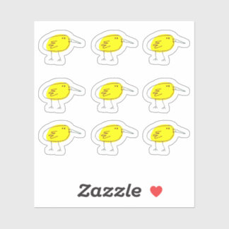 Funny Yellow Bird Doodle Custom-Cut Vinyl Stickers