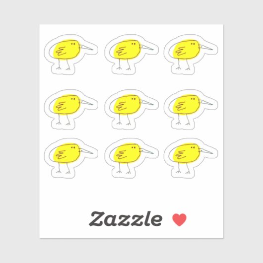 Funny Yellow Bird Doodle Custom-Cut Vinyl Stickers (Vel)