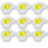 Funny Yellow Bird Doodle Custom-Cut Vinyl Stickers (Voorkant)