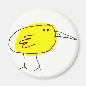 Funny Yellow Bird Doodle  Magneet (Voorkant)