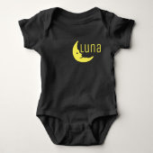 Funny Yellow Black Half Moon Luna Typografie Romper (Voorkant)