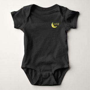 Funny Yellow Black Half Moon Luna Typografie Romper