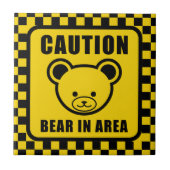 Funny Yellow Black Teddy Bear Warning Sign Art Tegeltje (Voorkant)