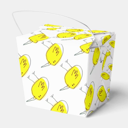 Funny Yellow Cartoon Birds Doodle Drawing  Bedankdoosjes (Achterkant)