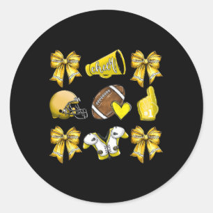 Funny Yellow Cheer Coquette Football Mom Vrouwen G Ronde Sticker