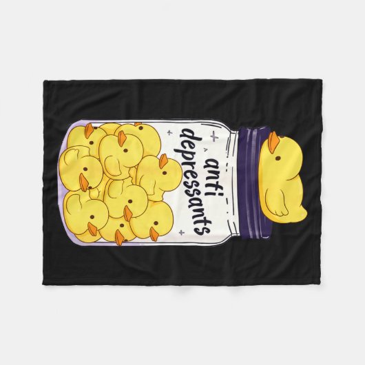 Funny Yellow Duck Anti Depressant Jar Zoo Boys Gir Fleece Deken (Voorkant (Horizontaal))