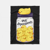 Funny Yellow Duck Anti Depressant Jar Zoo Boys Gir Fleece Deken (Voorkant)