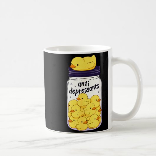 Funny Yellow Duck Anti Depressant Jar Zoo Boys Gir Koffiemok (Rechts)