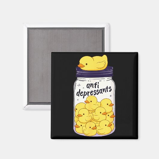 Funny Yellow Duck Anti Depressant Jar Zoo Boys Gir Magneet (Voorkant / Achterkant)
