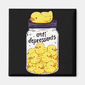 Funny Yellow Duck Anti Depressant Jar Zoo Boys Gir Magneet (Voorkant)