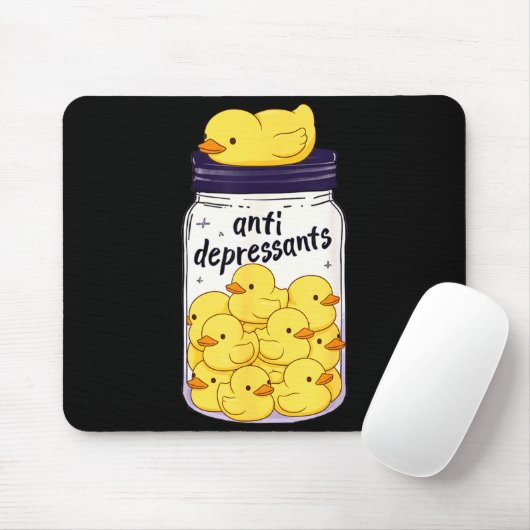Funny Yellow Duck Anti Depressant Jar Zoo Boys Gir Muismat (Met muis)