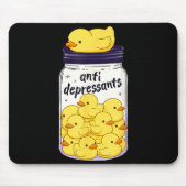 Funny Yellow Duck Anti Depressant Jar Zoo Boys Gir Muismat (Voorkant)