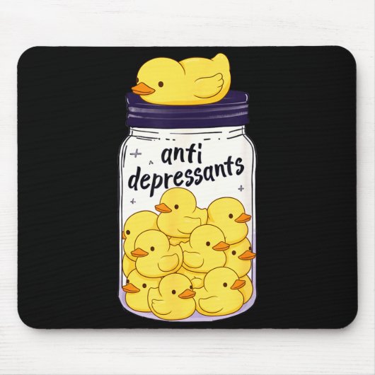 Funny Yellow Duck Anti Depressant Jar Zoo Boys Gir Muismat (Voorkant)