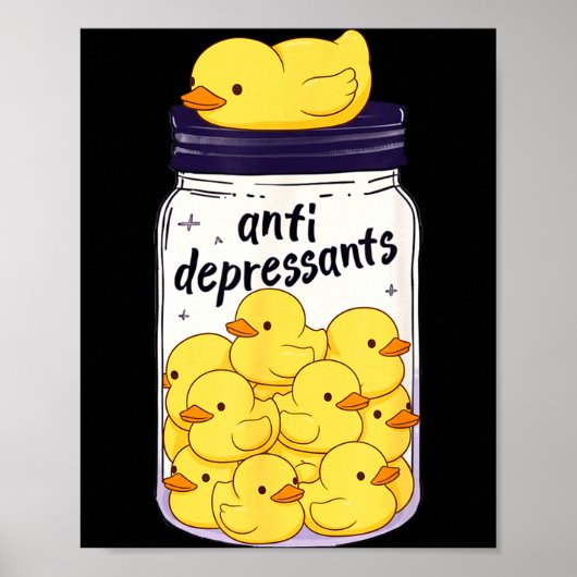 Funny Yellow Duck Anti Depressant Jar Zoo Boys Gir Poster (Voorkant)