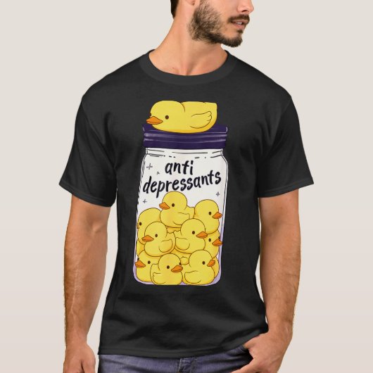Funny Yellow Duck Anti Depressant Jar Zoo Boys Gir T-shirt (Voorkant)