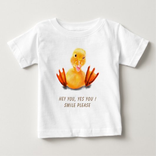 Funny Yellow Duck Baby T-Shirt - Aangepaste tekst (Voorkant)