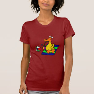 Funny Yellow Duck bij Beach T-shirt