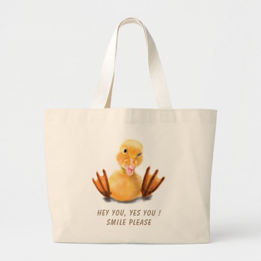 Funny Yellow Duck Playful Canvas tas Smile Cartoon (Voorkant)