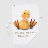 Funny Yellow Duck Playful Golf Towel Cartoon Golfhanddoek (Insitu)