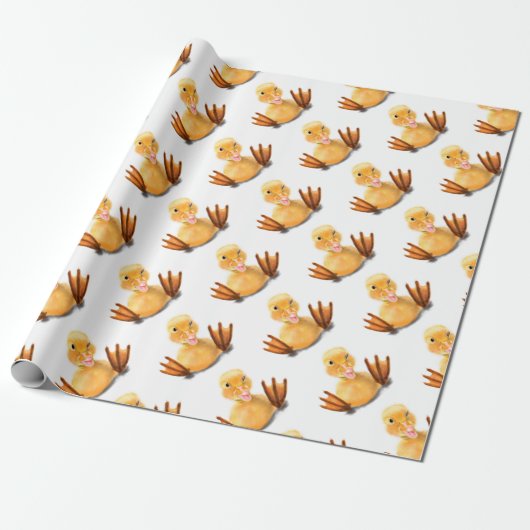 Funny Yellow Duck Playful Wink Happy Smile Cadeaupapier (Uitgerold)