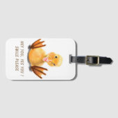 Funny Yellow Duck Playful Wink Happy Smile Cartoon Bagagelabel (Voorkant (horizontaal))