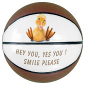 Funny Yellow Duck Playful Wink Happy Smile Cartoon Basketbal (Voorkant)