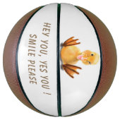 Funny Yellow Duck Playful Wink Happy Smile Cartoon Basketbal (Verticaal)
