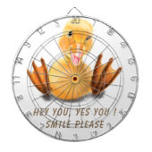 Funny Yellow Duck Playful Wink Happy Smile Cartoon Dartbord (Voorkant)