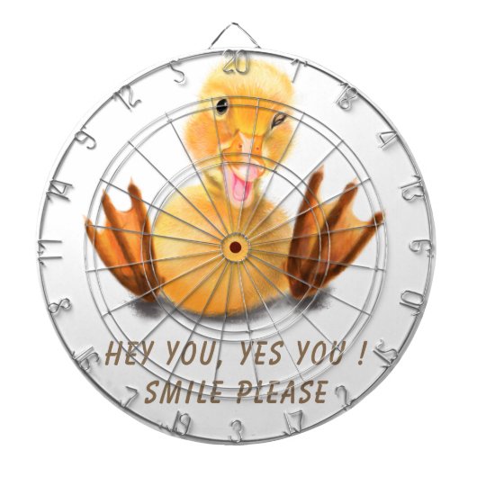 Funny Yellow Duck Playful Wink Happy Smile Cartoon Dartbord (Voorkant)