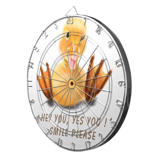 Funny Yellow Duck Playful Wink Happy Smile Cartoon Dartbord (Voorkant Rechts)