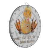 Funny Yellow Duck Playful Wink Happy Smile Cartoon Dartbord (Voorkant Links)