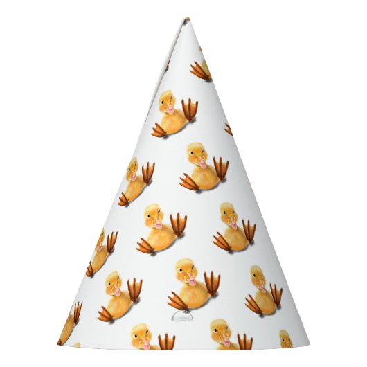 Funny Yellow Duck Playful Wink Happy Smile Cartoon Feesthoedjes (Links)