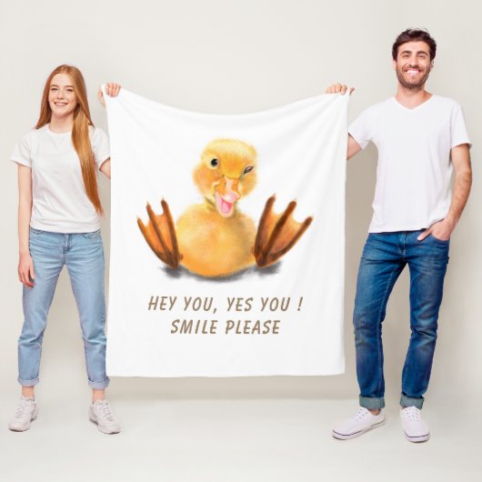 Funny Yellow Duck Playful Wink Happy Smile Cartoon Fleece Deken (In situ)