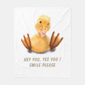Funny Yellow Duck Playful Wink Happy Smile Cartoon Fleece Deken (Voorkant)
