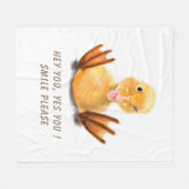 Funny Yellow Duck Playful Wink Happy Smile Cartoon Fleece Deken (Voorkant (Horizontaal))