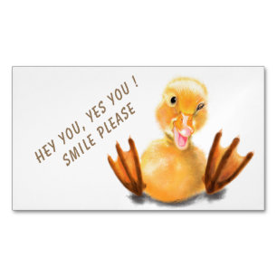 Funny Yellow Duck Playful Wink Happy Smile Cartoon Magnetisch Visitekaartje