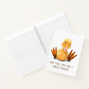 Funny Yellow Duck Playful Wink Happy Smile Cartoon Notitieboek