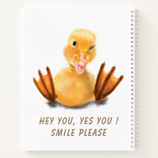 Funny Yellow Duck Playful Wink Happy Smile Cartoon Notitieboek (Achterkant)