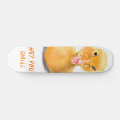 Funny Yellow Duck Playful Wink Happy Smile Cartoon Persoonlijk Skateboard (Horizontaal)