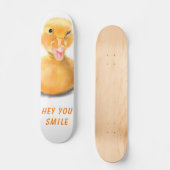 Funny Yellow Duck Playful Wink Happy Smile Cartoon Persoonlijk Skateboard (Voorkant)