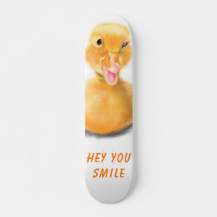 Funny Yellow Duck Playful Wink Happy Smile Cartoon Persoonlijk Skateboard