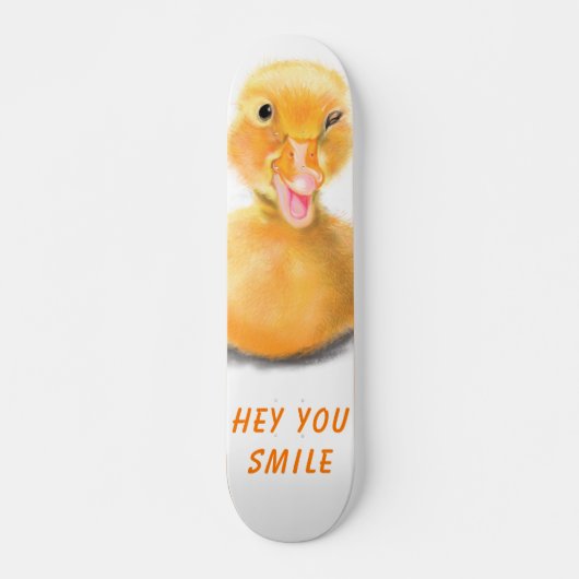 Funny Yellow Duck Playful Wink Happy Smile Cartoon Persoonlijk Skateboard (Voorkant)
