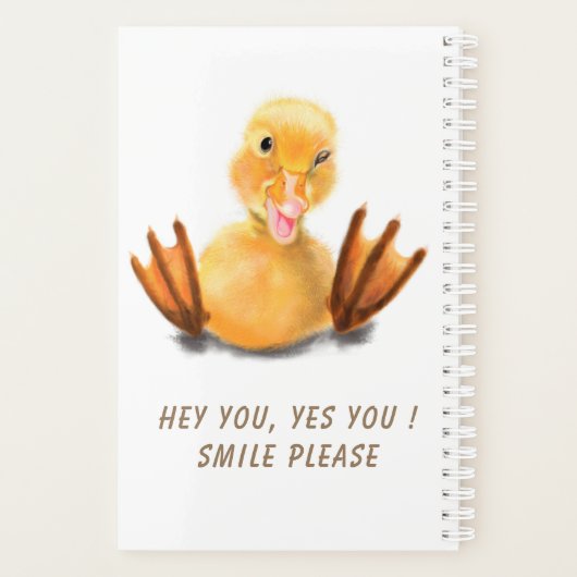 Funny Yellow Duck Playful Wink Happy Smile Cartoon Planner (Achterkant)