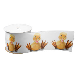 Funny Yellow Duck Playful Wink Happy Smile Cartoon Satijnen Lint